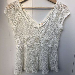 FREE PEOPLE lace white top